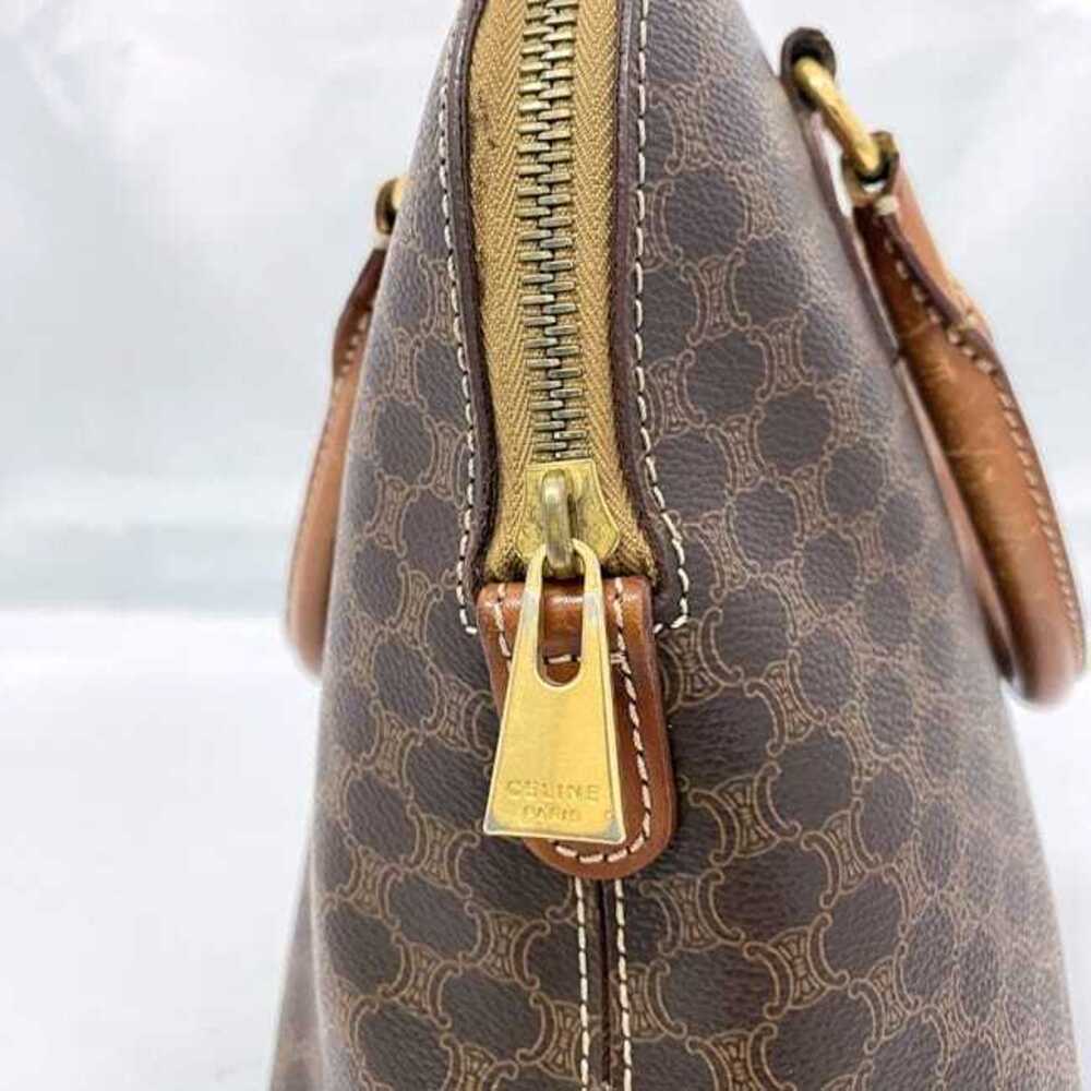 Celine Bag Brown Macadam Shoulder Top Handle Leather Zipper All over Logo - Picture 6 of 10